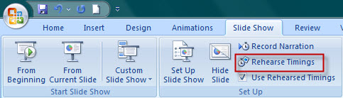 rehearse timings in slide show tab
